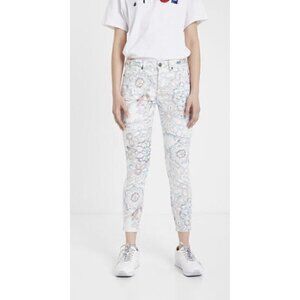 Desigual Women's Sz 36 (US Sz 4) Flora Farmer Ecru Skinny Trousers Jeans